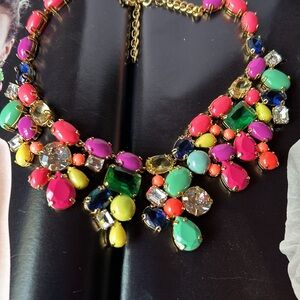NWT RARE J. Crew Color Mix Statement Necklace Multi Color with Box